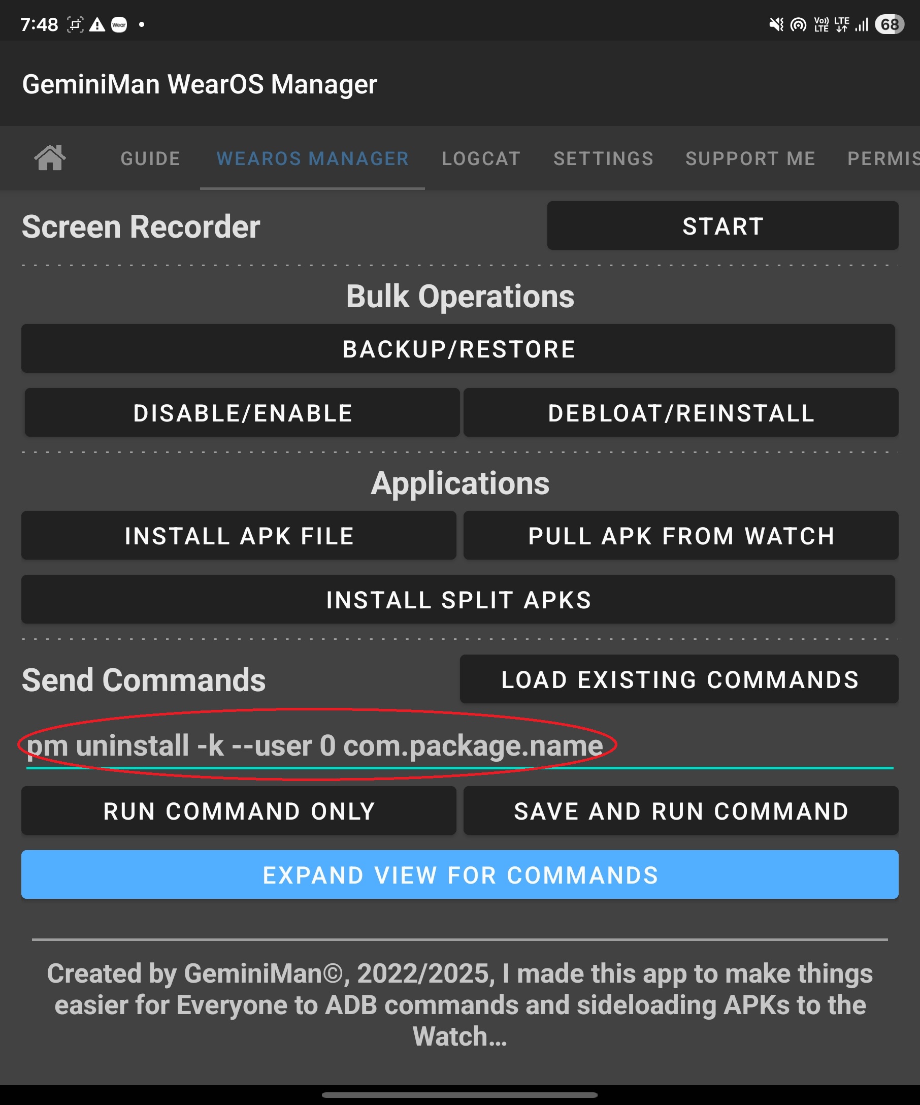 Scroll to send commands