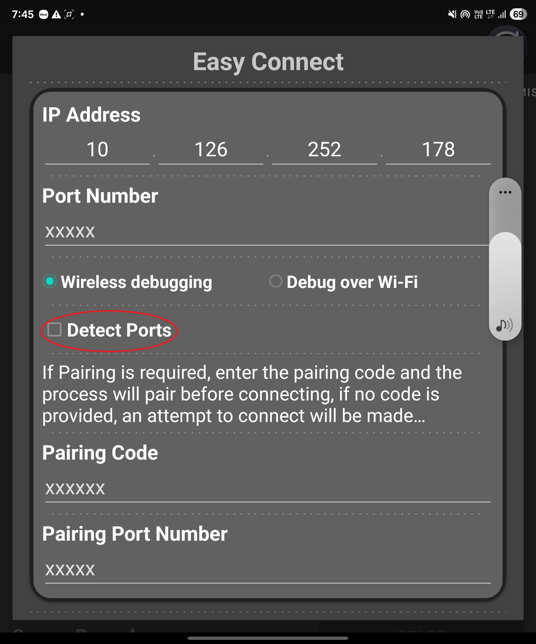 Uncheck detect ports