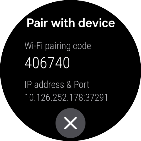 Watch pairing code and port