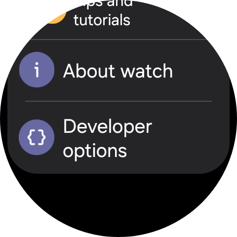 Developer options in settings