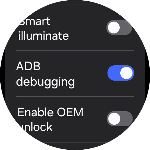 Enable ADB debugging toggle